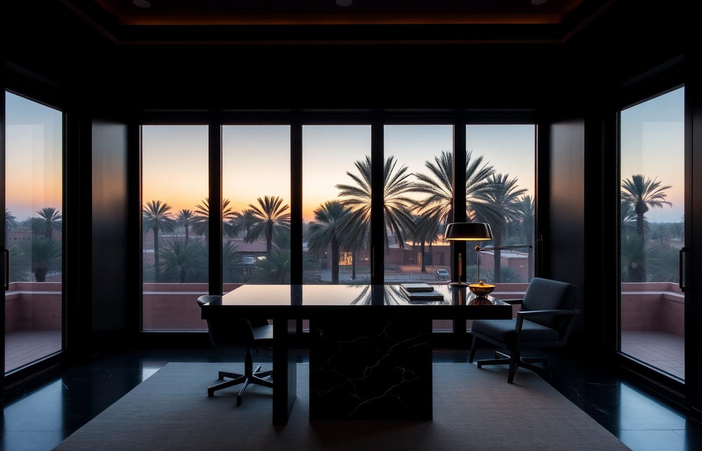 Private advisory office in Marrakech at dusk